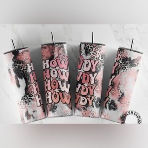 Howdy‎ Pink Cheetah Print 20oz Tumbler With Straw